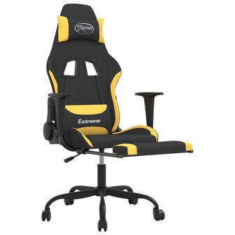 Gamestoel met voetensteun stof zwart en geel 8720287229353 6