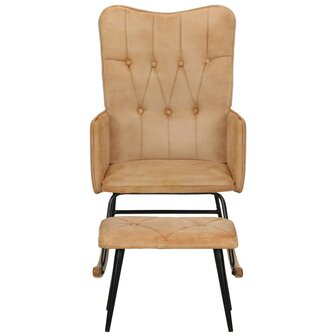 Schommelstoel met voetensteun in vintage stijl canvas cr&egrave;me 8720286772348 2
