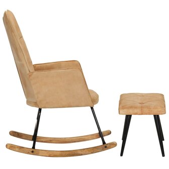 Schommelstoel met voetensteun in vintage stijl canvas cr&egrave;me 8720286772348 3