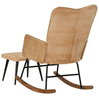 Schommelstoel met voetensteun in vintage stijl canvas cr&egrave;me 8720286772348 4