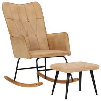 Schommelstoel met voetensteun in vintage stijl canvas cr&egrave;me 8720286772348 12