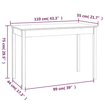 Eettafel 110x55x75 cm massief grenenhout 8720287188520 8