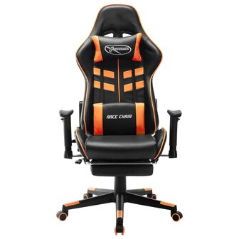 Gamestoel met voetensteun kunstleer zwart en oranje 8720286193600 2