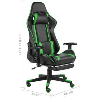 Gamestoel draaibaar met voetensteun PVC groen 8720286193303 9