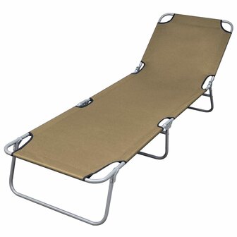 Ligbed inklapbaar met verstelbare rugleuning taupe 8718475617709 1