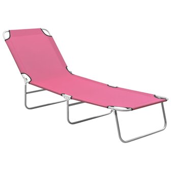 Ligbed inklapbaar staal en stof roze 8720286072806 1