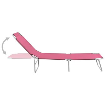 Ligbed inklapbaar staal en stof roze 8720286072806 3