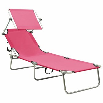 Ligbed met luifel inklapbaar staal magenta 8720286072776 2