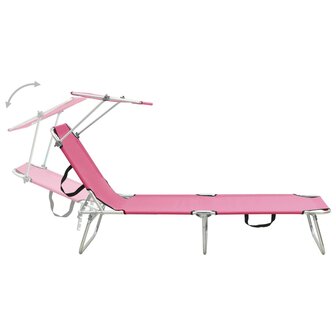 Ligbed met luifel inklapbaar staal magenta 8720286072776 4