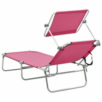 Ligbed met luifel inklapbaar staal magenta 8720286072776 5