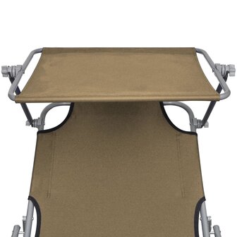 Ligbed met luifel inklapbaar staal taupe 8718475617686 5