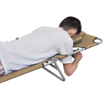 Ligbed met hoofdkussen verstelbaar en inklapbaar taupe 8718475617723 5