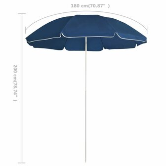 Parasol met stalen paal 180 cm blauw 8720286205006 5