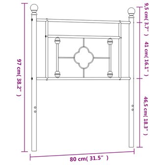 Hoofdbord 75 cm metaal zwart 8721012248984 6