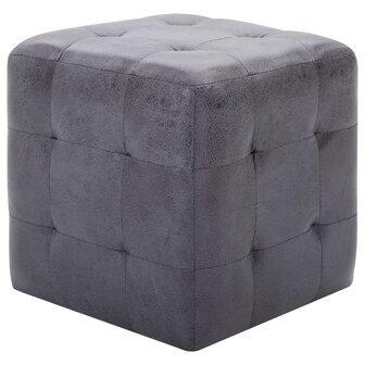 Poef 2 st 30x30x30 cm kunstsu&egrave;de grijs 8719883724508 2