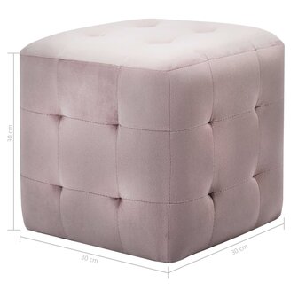 Poef 2 st 30x30x30 cm fluweel roze 8719883724553 5