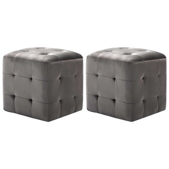 Poef 2 st 30x30x30 cm fluweel grijs 8719883724522 1