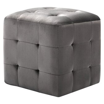 Poef 2 st 30x30x30 cm fluweel grijs 8719883724522 2