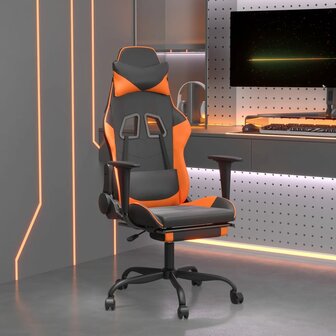 Gamestoel met voetensteun kunstleer zwart en oranje 8720287228684 1