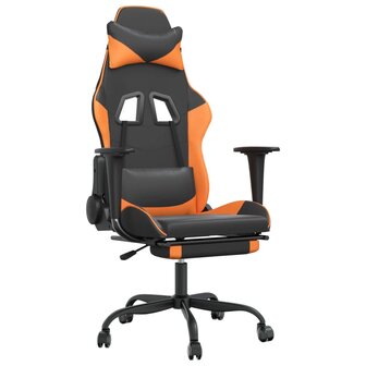 Gamestoel met voetensteun kunstleer zwart en oranje 8720287228684 2