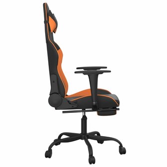 Gamestoel met voetensteun kunstleer zwart en oranje 8720287228684 4