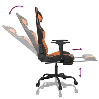 Gamestoel met voetensteun kunstleer zwart en oranje 8720287228684 7