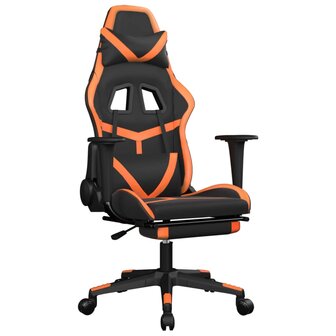 Massage gamestoel met voetensteun kunstleer zwart en oranje 8720287143819 2
