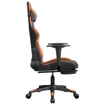 Massage gamestoel met voetensteun kunstleer zwart en oranje 8720287143819 5