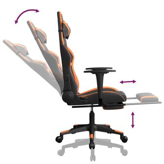 Massage gamestoel met voetensteun kunstleer zwart en oranje 8720287143819 7