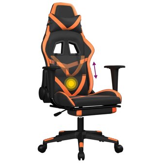 Massage gamestoel met voetensteun kunstleer zwart en oranje 8720287143819 8