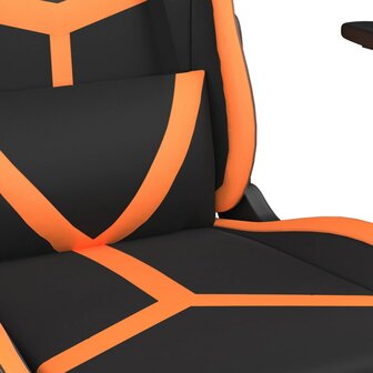 Massage gamestoel met voetensteun kunstleer zwart en oranje 8720287143819 9