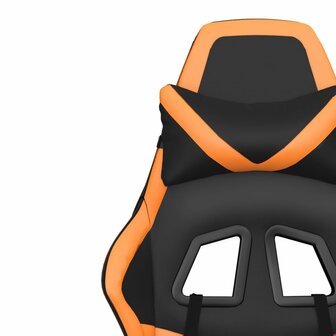 Massage gamestoel met voetensteun kunstleer zwart en oranje 8720287143819 12