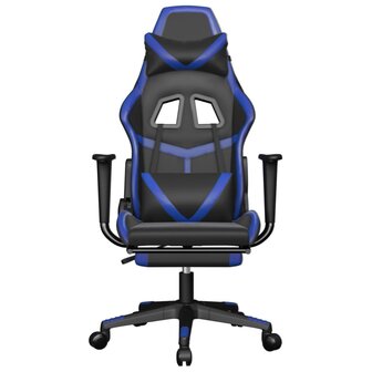 Massage gamestoel met voetensteun kunstleer zwart en blauw 8720287143758 4