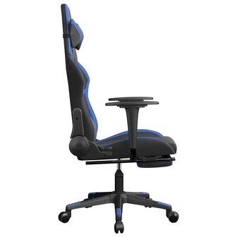 Massage gamestoel met voetensteun kunstleer zwart en blauw 8720287143758 5