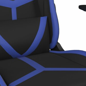 Massage gamestoel met voetensteun kunstleer zwart en blauw 8720287143758 9