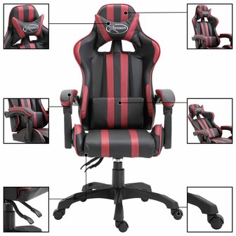 Gamestoel kunstleer wijnrood 8719883568393 2