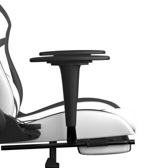 Massage gamestoel met voetensteun kunstleer wit en zwart 8720287143840 11