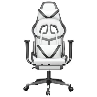 Gamestoel met voetensteun kunstleer wit en zwart 8720287228943 3