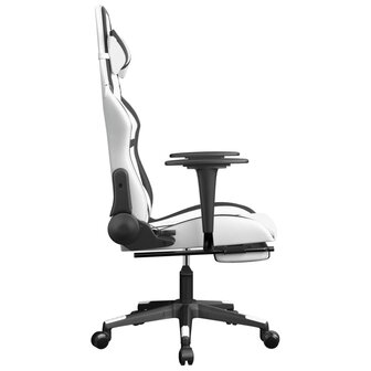 Gamestoel met voetensteun kunstleer wit en zwart 8720287228943 4