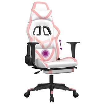 Massage gamestoel met voetensteun kunstleer zwart en roze 8720287143833 8