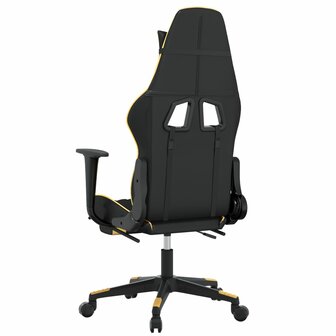 Gamestoel met voetensteun kunstleer zwart en goudkleurig 8720287229759 5