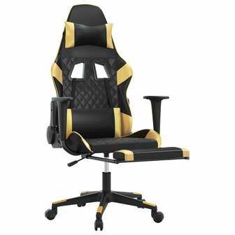 Gamestoel met voetensteun kunstleer zwart en goudkleurig 8720287229759 6
