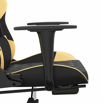 Gamestoel met voetensteun kunstleer zwart en goudkleurig 8720287229759 10