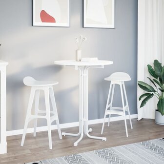 Eettafel &Oslash; 80x110 cm bewerkt hout en staal wit 8721102612862 3