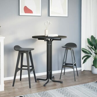 Eettafel &Oslash; 80x110 cm bewerkt hout en staal zwart 8721102612879 3