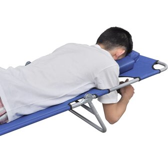 Ligbed inklapbaar met hoofdkussen gepoedercoat staal blauw 8718475910459 4
