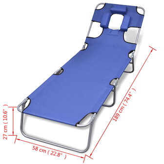 Ligbed inklapbaar met hoofdkussen gepoedercoat staal blauw 8718475910459 7
