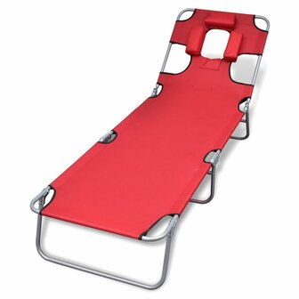 Ligbed inklapbaar met hoofdkussen gepoedercoat staal rood 8718475910473 1