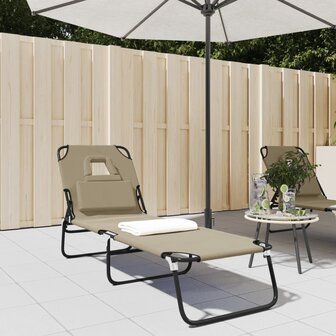 Ligbed inklapbaar oxford stof en gepoedercoat staal taupe 8720845722418 1