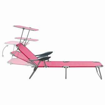 Ligbed met luifel staal roze 8720286072875 4